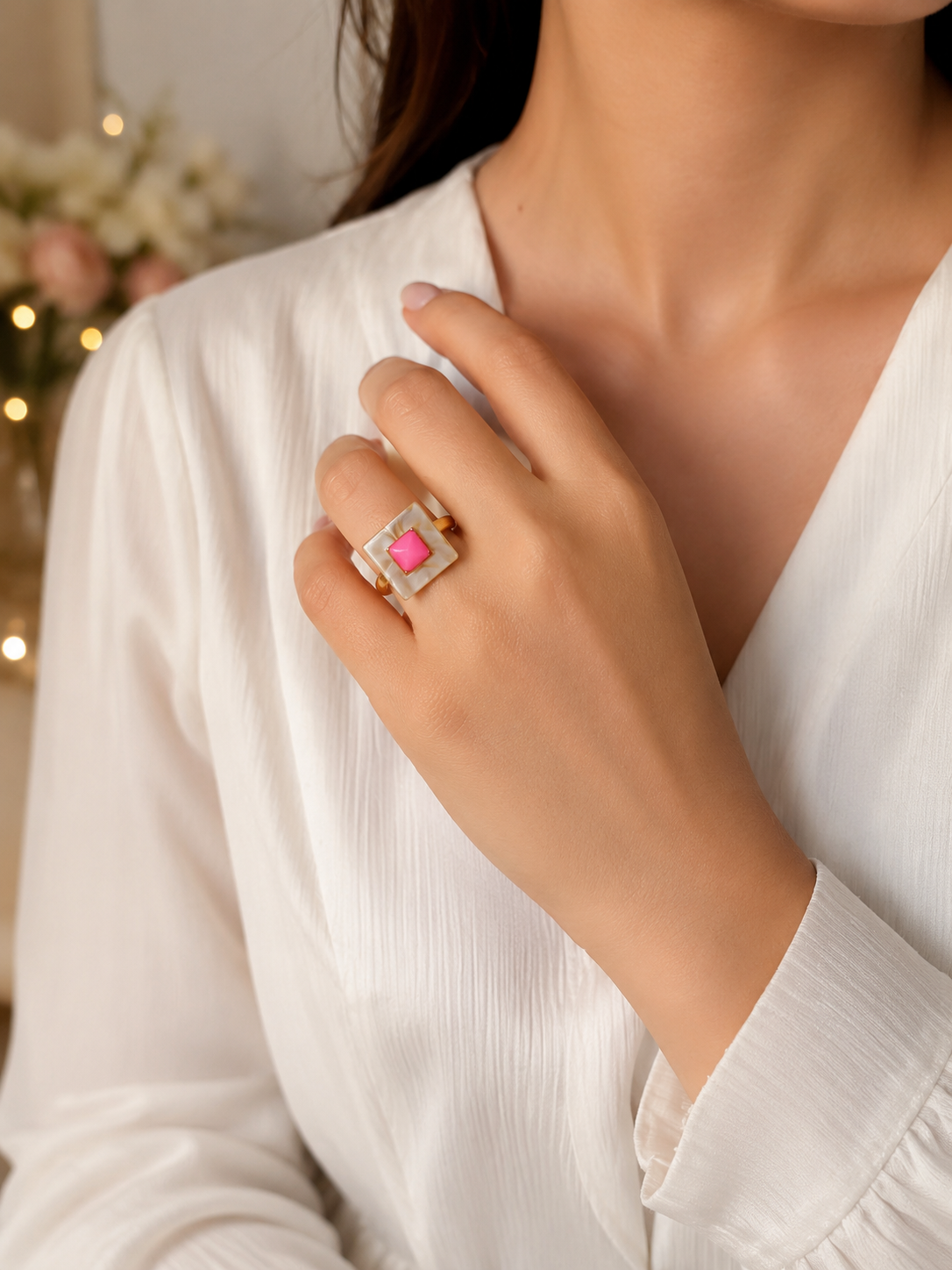 Women's Finger Ring Adjustable Designer Jewelry Premium Crystal Ring Fashion Ring Stylish Daily Wear Office Wear Party Wear Wedding Engagement Anniversary Birthday Gift for Women and Girls