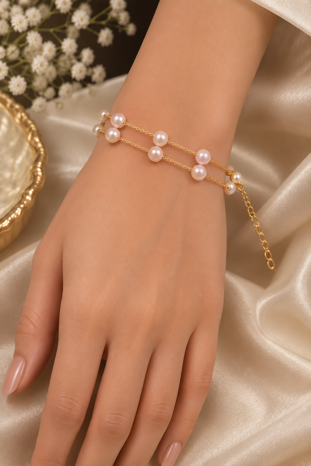Women's Elegant Pearl Bracelet | Fashion Jewelry for Girls | Classic Pearl Bracelet | Premium Designer Bracelet | Wedding Wear Jewelry | Trendy Daily Wear Accessory | Gift for Women