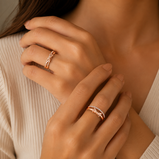 Ladies Finger Ring for Women Adjustable Designer Ring Stylish Fashion Jewelry American Diamond CZ Crystal Ring Daily Wear Party Wear Wedding Engagement Anniversary Gift Premium Elegant Ring for Girls