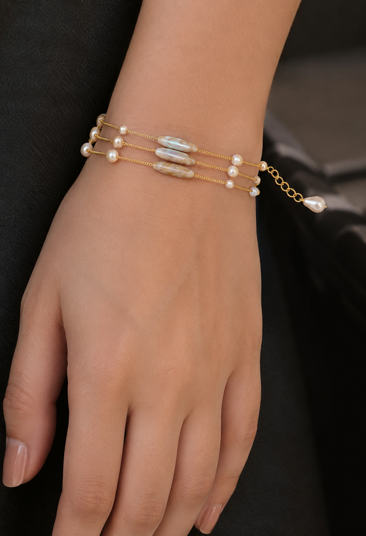 Women's Pearl Bracelet | Designer Pearl Bracelet for Ladies | Premium Fashion Jewelry | Elegant Daily Wear Bracelet | Bridal Party Wear Bracelet | Gift for Wife Girlfriend Mother Sister