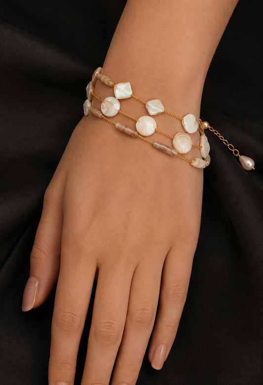 Ladies Fashion Pearl Bracelet | Classic White Pearl Bracelet | Premium Jewelry for Women | Stylish Adjustable Bracelet | Wedding Anniversary Gift | Office Wear & Casual Fashion Accessory
