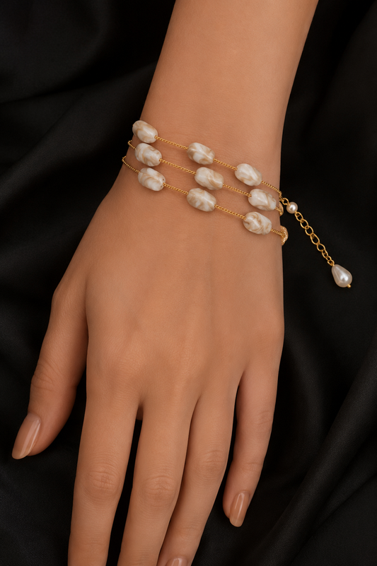 Premium Ladies Pearl Bracelet | Stylish Pearl Jewelry for Women | Adjustable Bracelet | Luxury Fashion Accessory | Daily Wear Office Wear Party Wear | Perfect Birthday Anniversary Gift